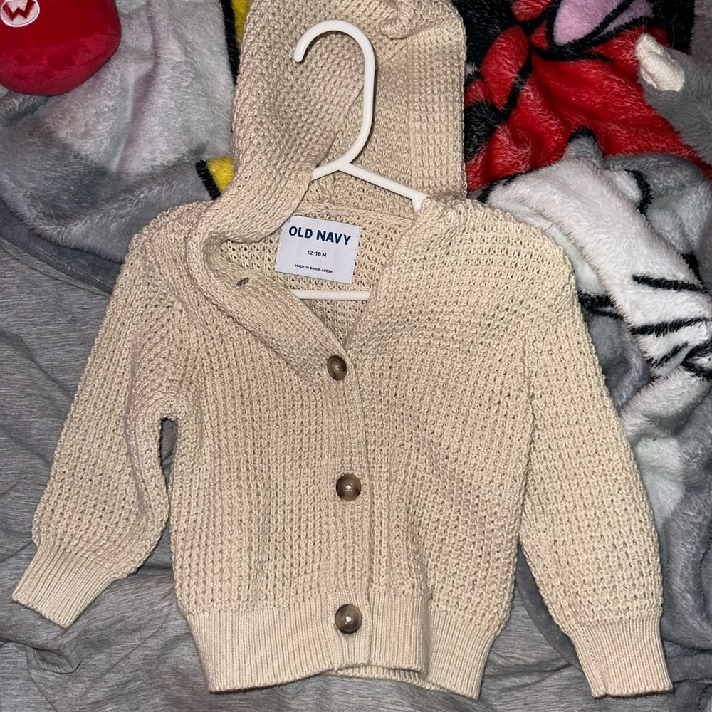 Old Navy Beige Knit Kids Cardigan
